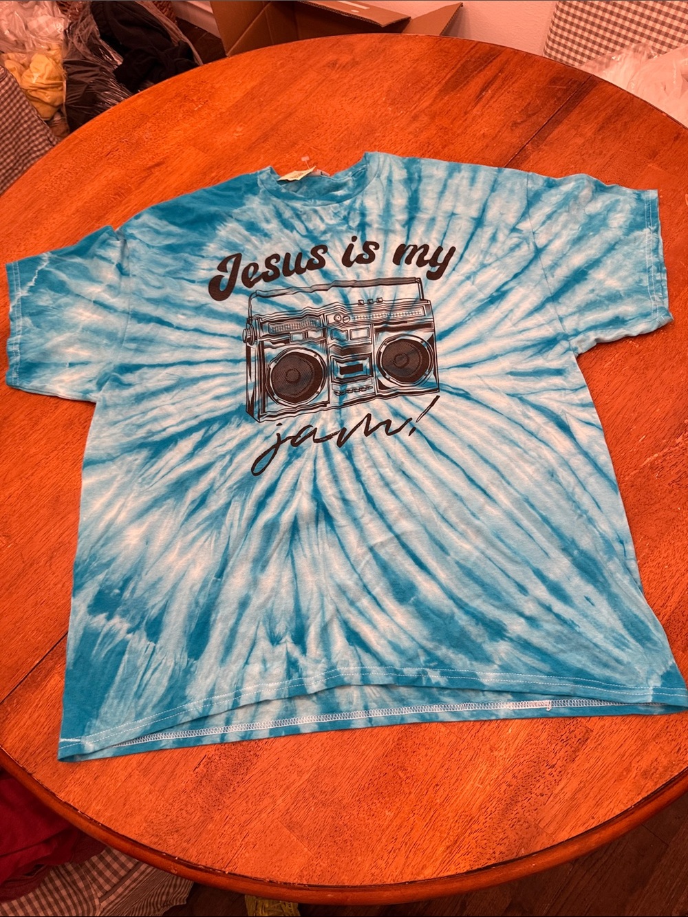 Gildan Blue Tie-Dye 'Jesus Is My Jam' Short Sleeve Tee xxl